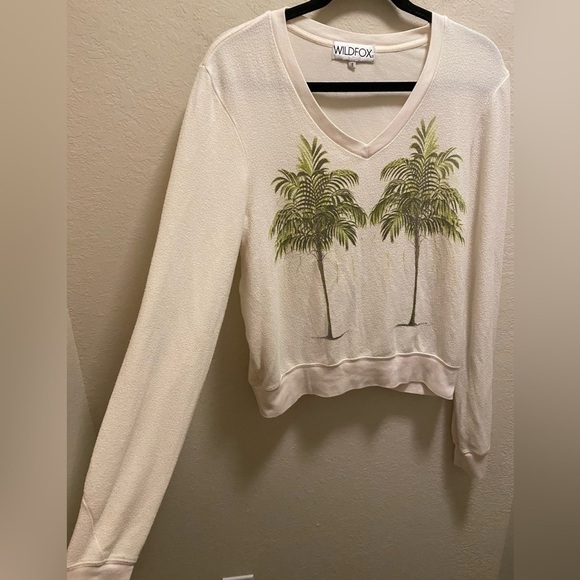 Wildfox Twin Palm Tree V-Neck Pullover Sweatshirt Size Small - Picture 8 of 12